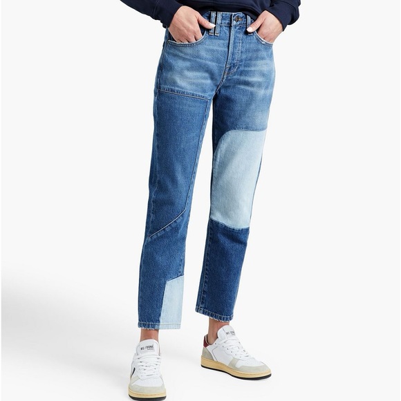 Frame Denim Denim - FRAME Le Original patchwork boyfriend jeans Mid Denim Women’s size 26 Blue Shade